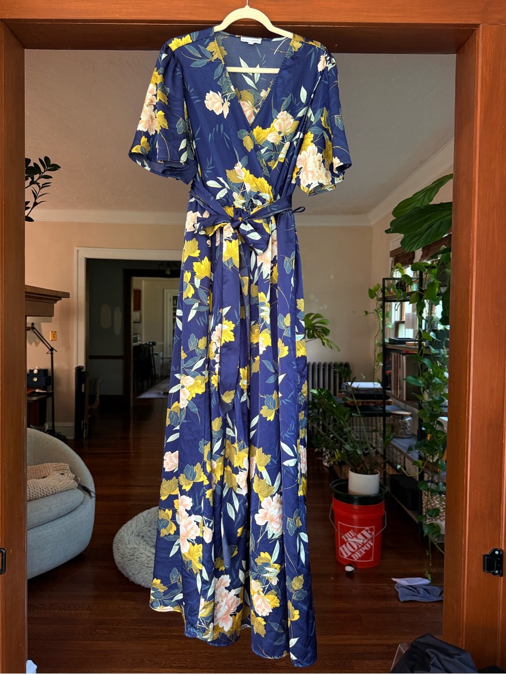 Baltic Born Navy Floral Wrap Dress with Yellow & Cream Blooms